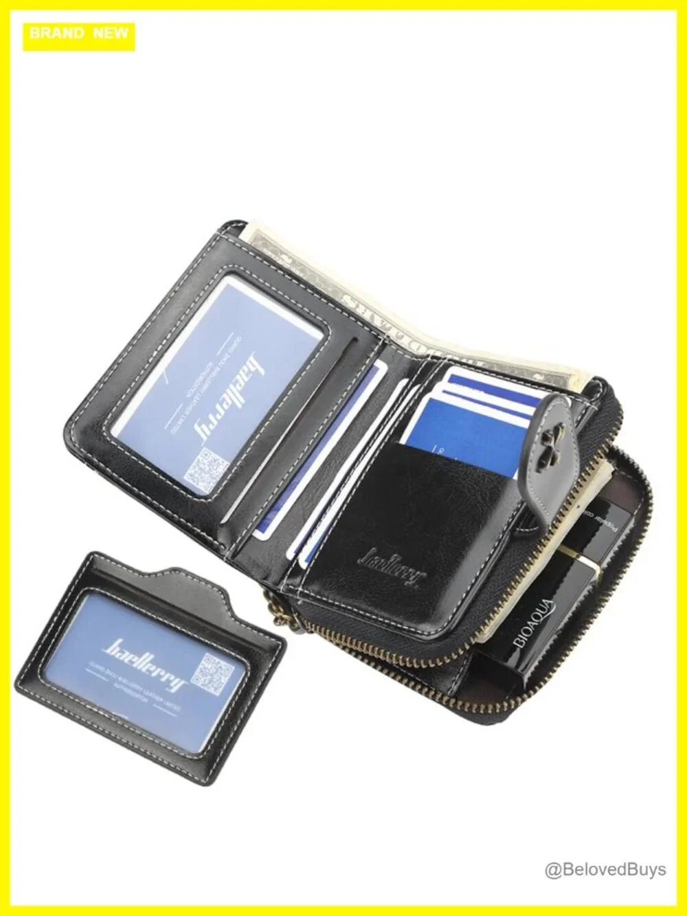 Small PU Leather Zip Bifold Wallet Mini Coin Pocket Goth Vintage Purse